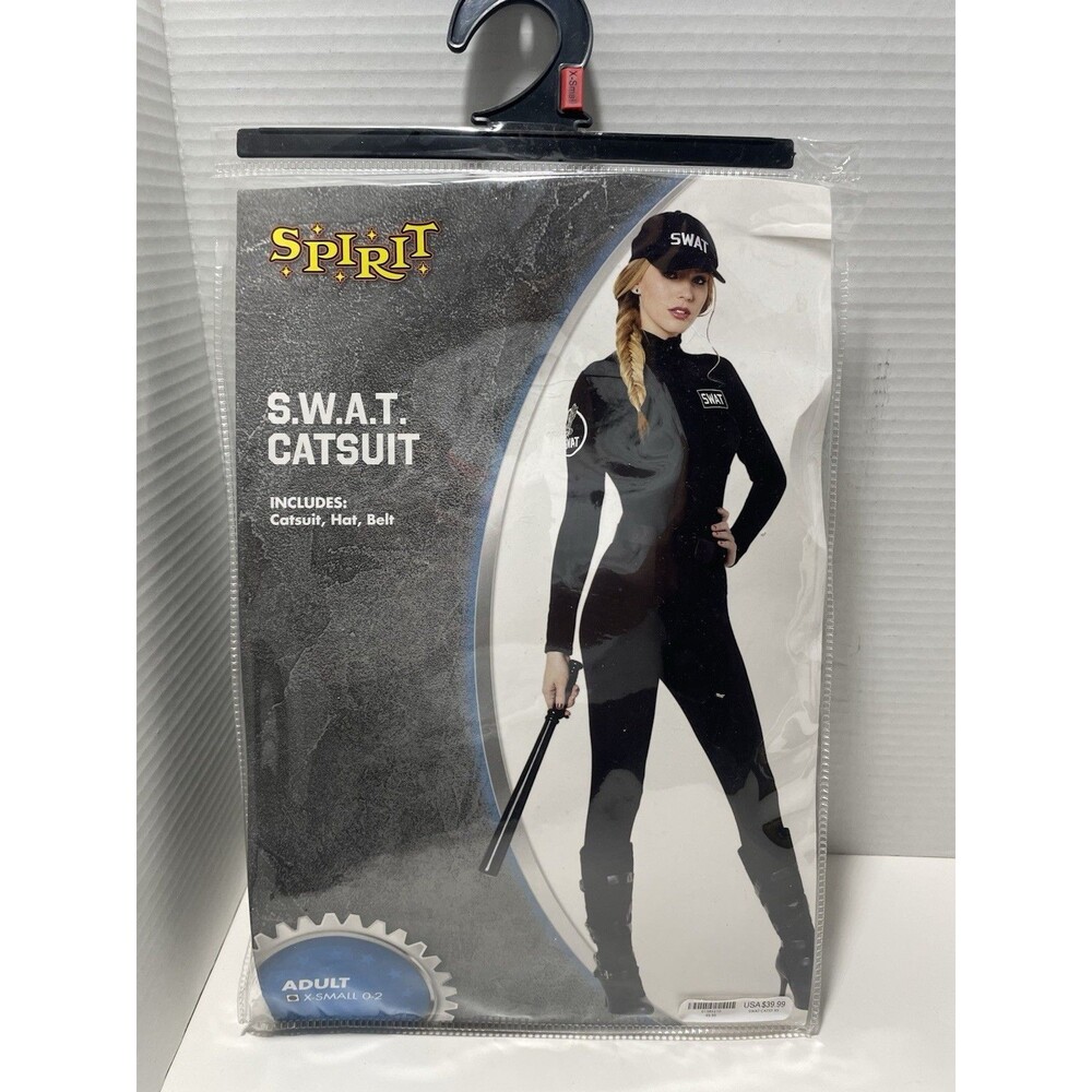 S.W.A.T. Catsuit Women’s Costume Sz Xsmall Spirit With Extras Halloween READ